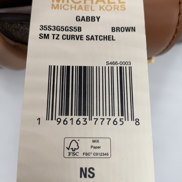 MICHAEL KORS GABBY SMALL TOP ZIP CURVE SATCHEL CROSSBODY BROWN SIGNATURE COLOR - Picture 16 of 16